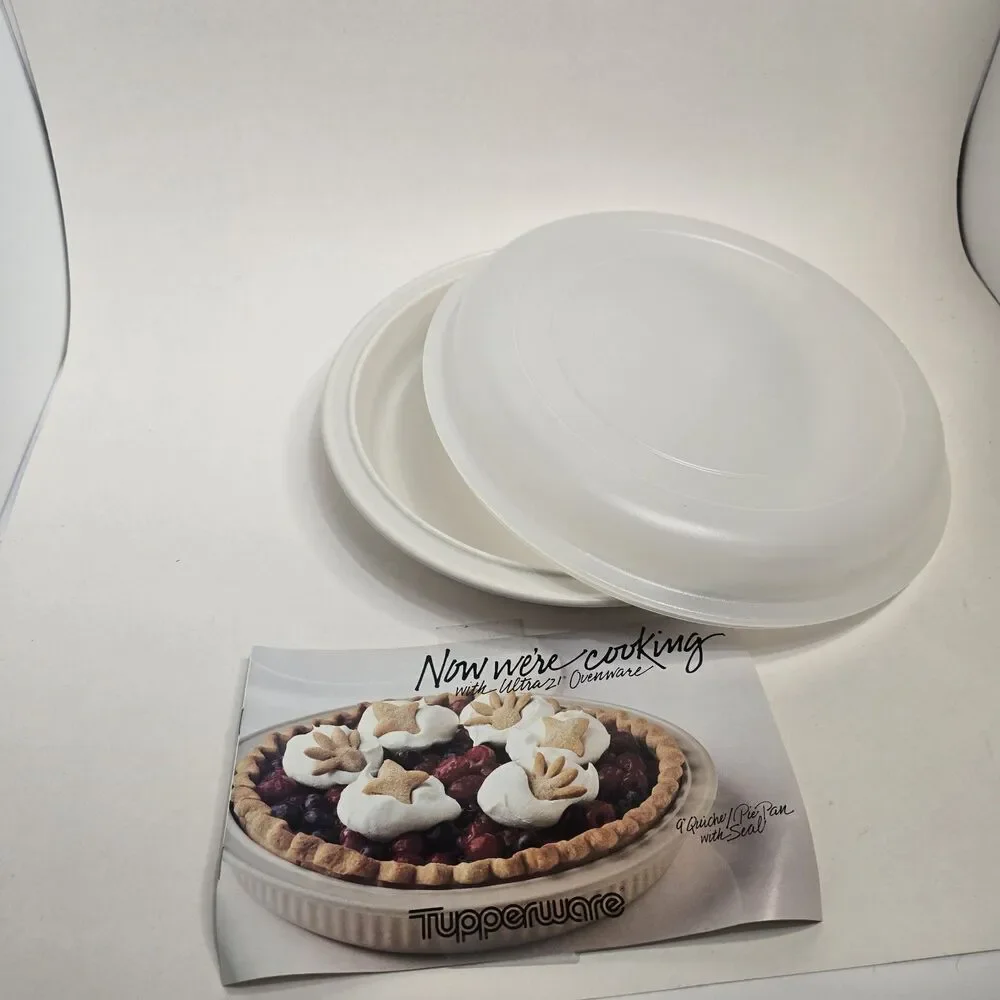 Vintage 23cm Tupperware Ultra 21 Ovenware 9” Ribbed Pie Quiche Pan 1766 with Lid